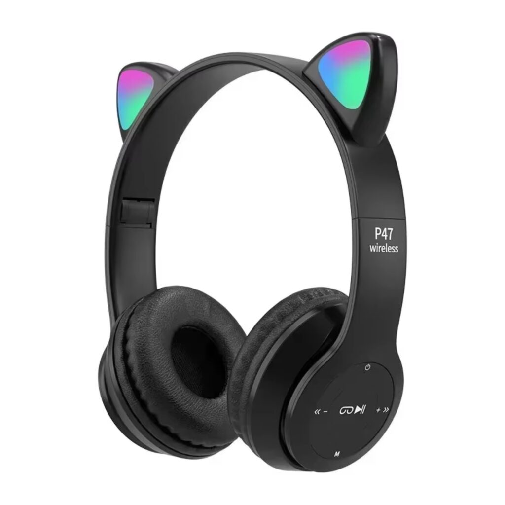 Casque de chat mignonnes sans fil avec contrôle du micro (3)