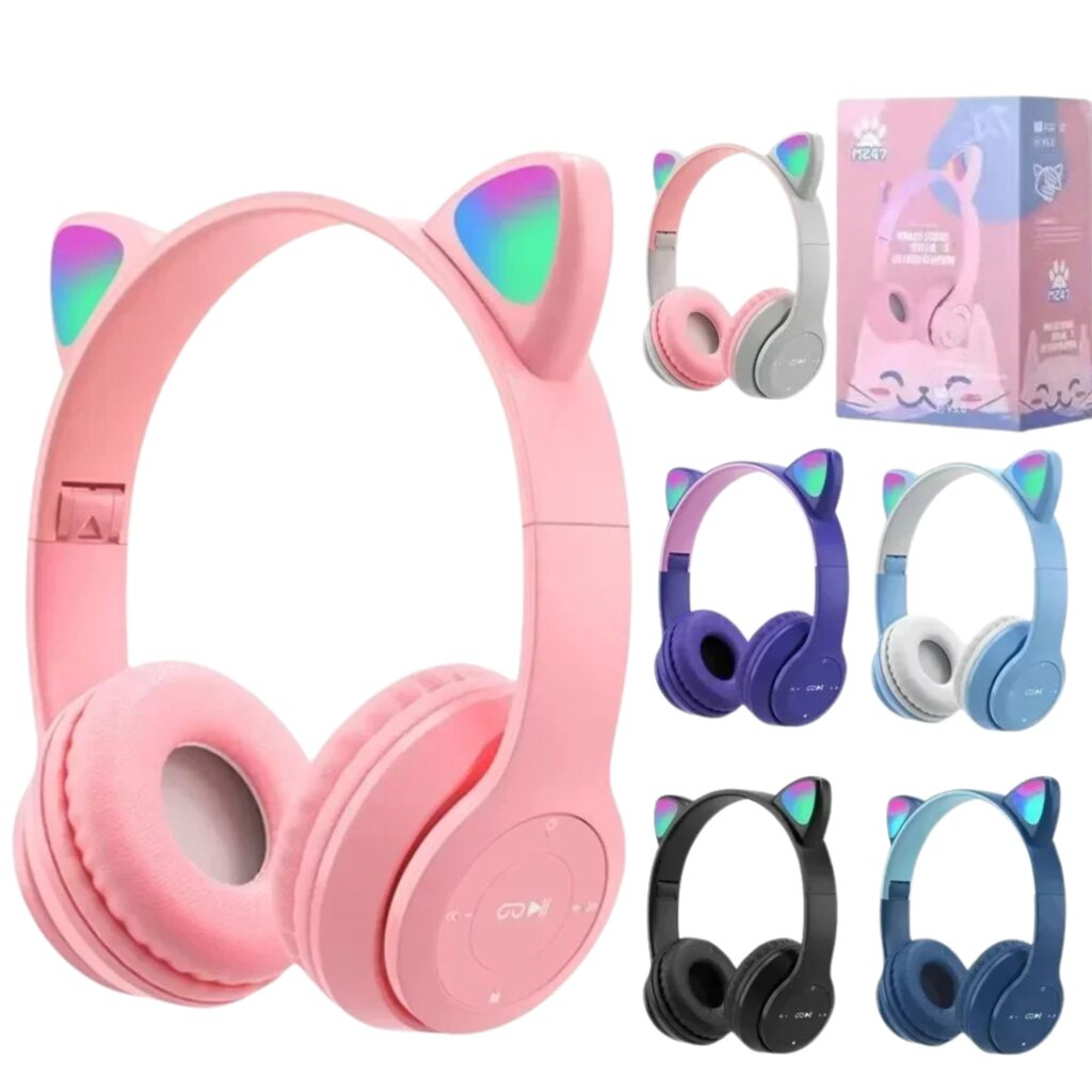 Casque de chat mignonnes sans fil avec contrôle du micro (5)